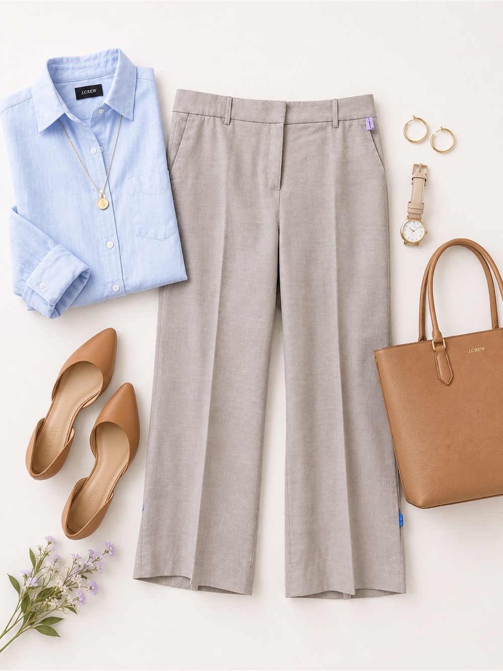 J. Crew Women’s Peyton Slim Wide-Leg Dress Pants in Taupe